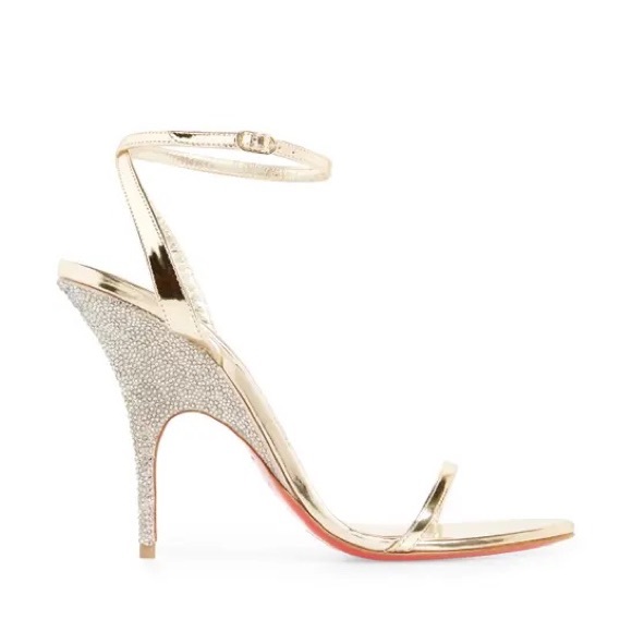 Christian Louboutin Gold Arch Queen Crystal Embellished Sandal Heels - Picture 4 of 13